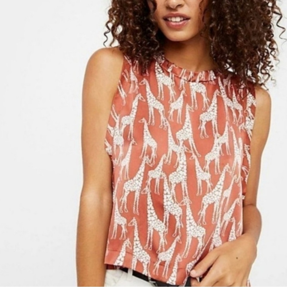 Free People Hi-Lo Giraffe Blouse